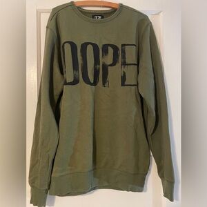 DOPE Green Crewneck Sweater with Bold Text size Medium
